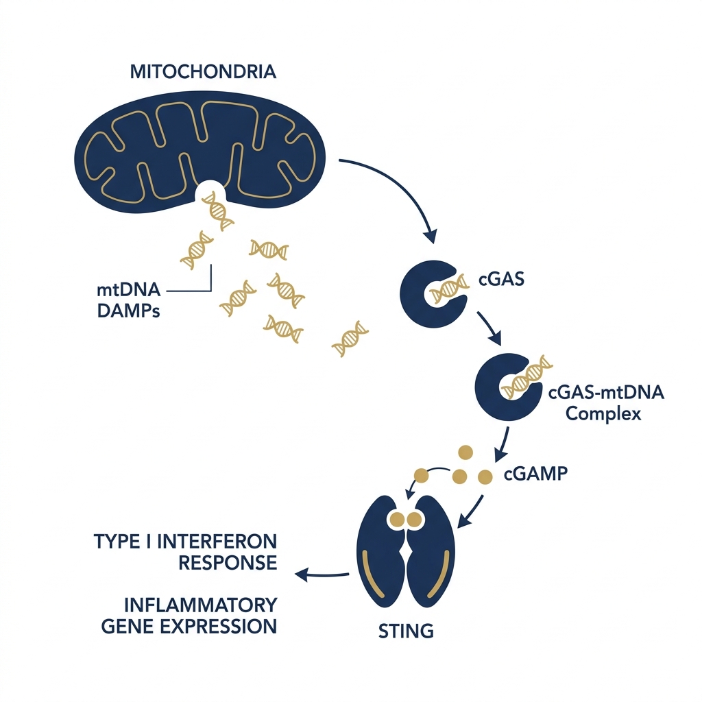 Mitochondrial dysfunction driving inflammaging (schematic)